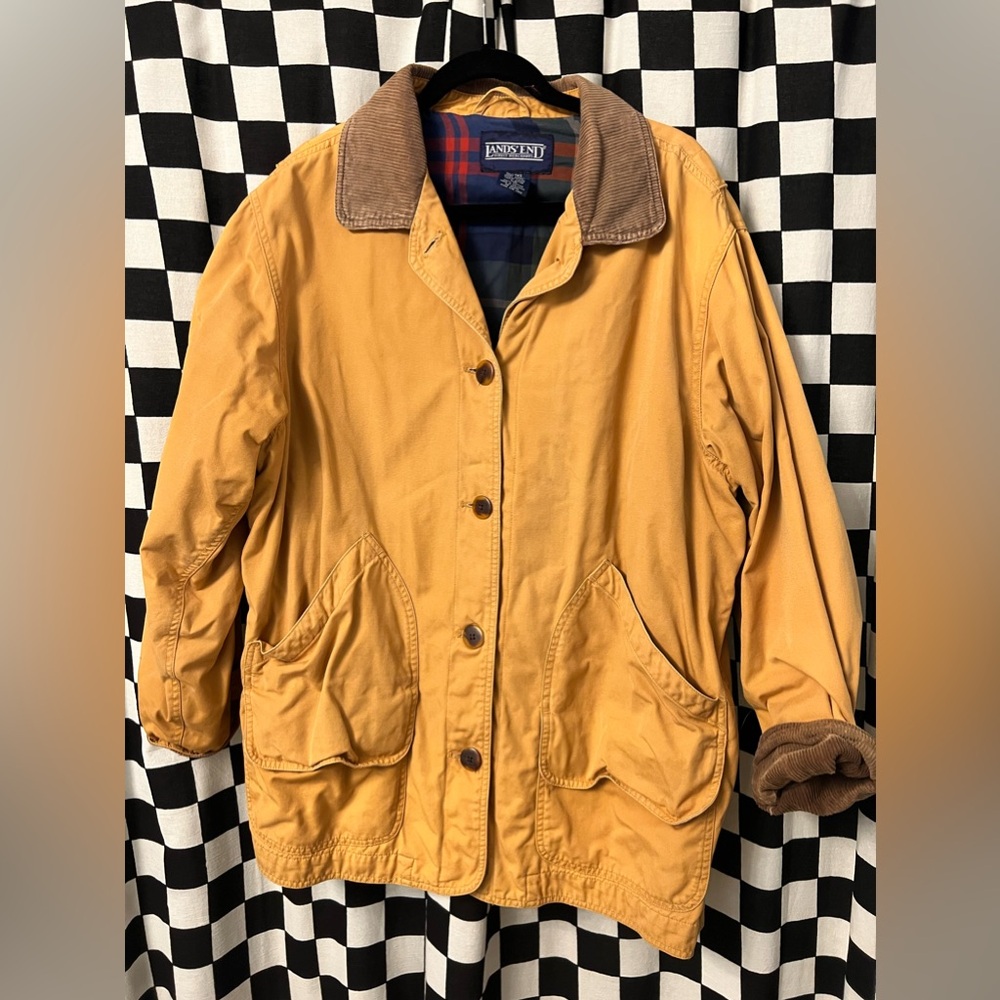 Vintage Lands End Jacket Brown Corduroy Collar
